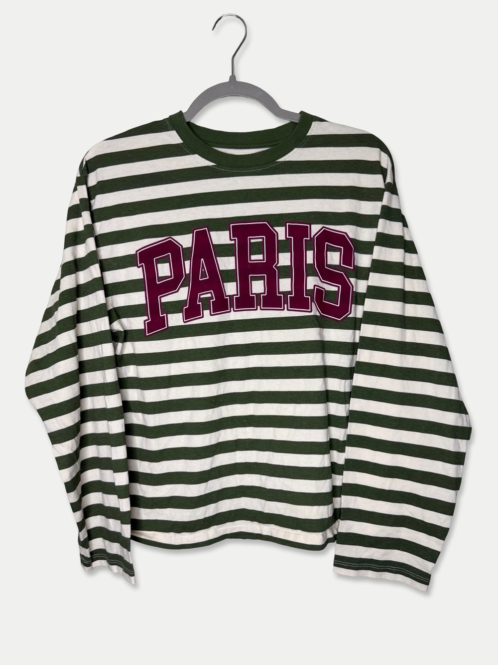 By Anthropologie Paris Striped Graphic Long Sleeve Tee — Size Small